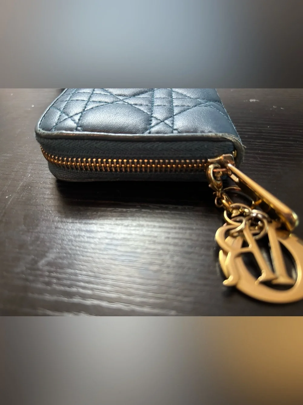Authentic Christian Dior Lady Dior Voyageur Wallet Cloud Blue/Celeste Cannage